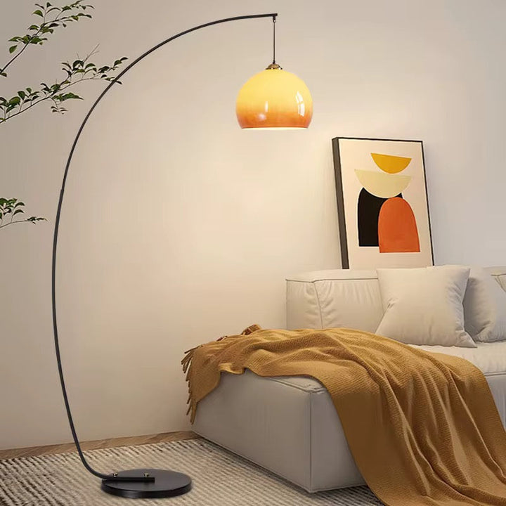 Modern Arc Floor Lamp with Amber Shade