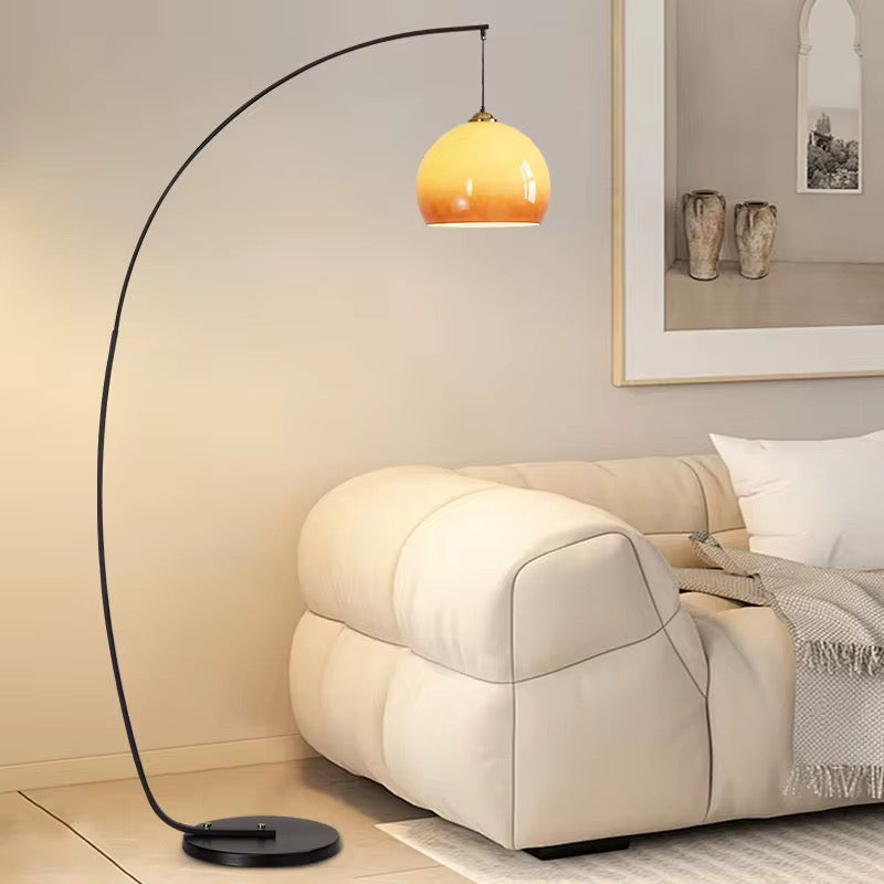 Modern Arc Floor Lamp with Amber Shade