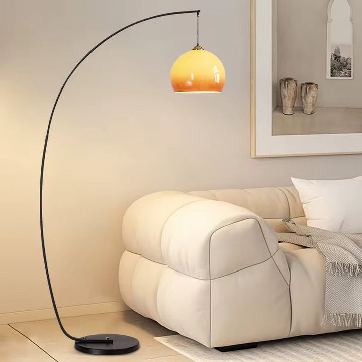 Modern Arc Floor Lamp with Amber Shade