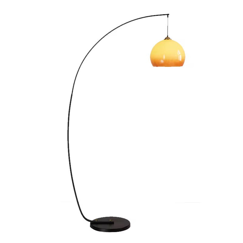Modern Arc Floor Lamp with Amber Shade