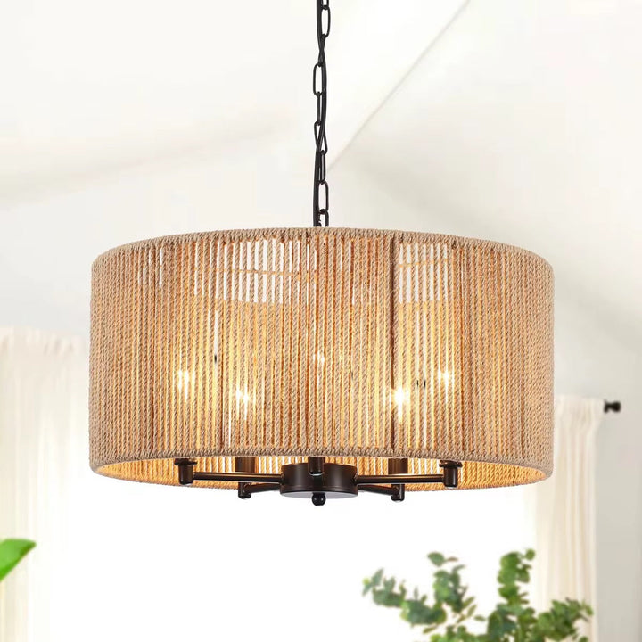 Natural Rope Drum Chandelier