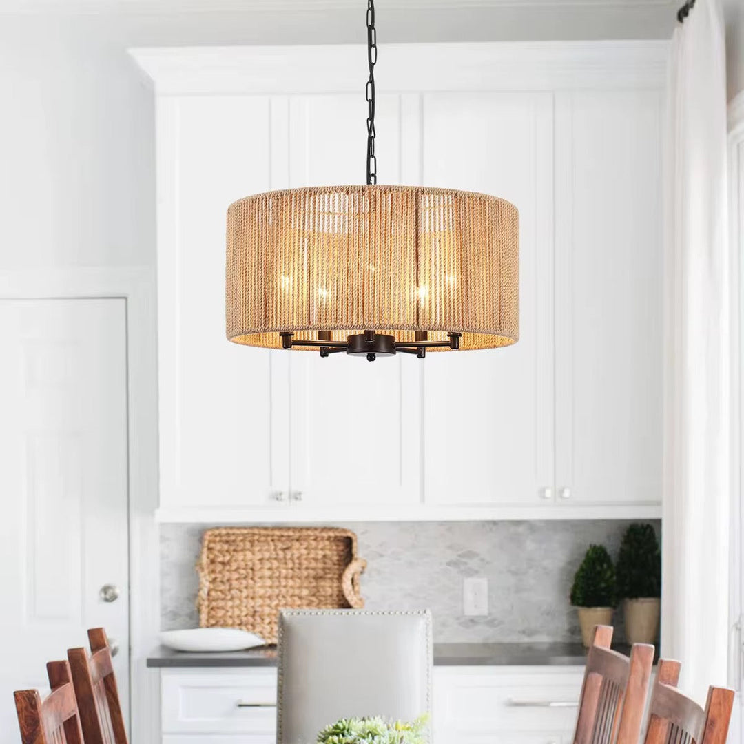 Natural Rope Drum Chandelier
