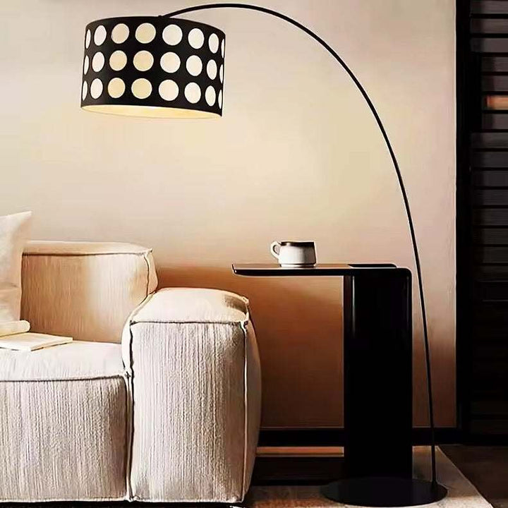 Modern Arc Floor LampModern Arc Floor Lamp with Polka Dot ShadeContemporary arc floor lamp with a playful black and white polka dot drum shade. Adds character and soft ambient lighting to modern living rooms or lounges.Floor LampsWadi Home