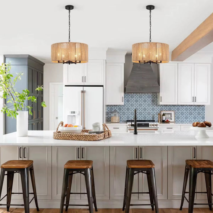 Natural Rope Drum Chandelier