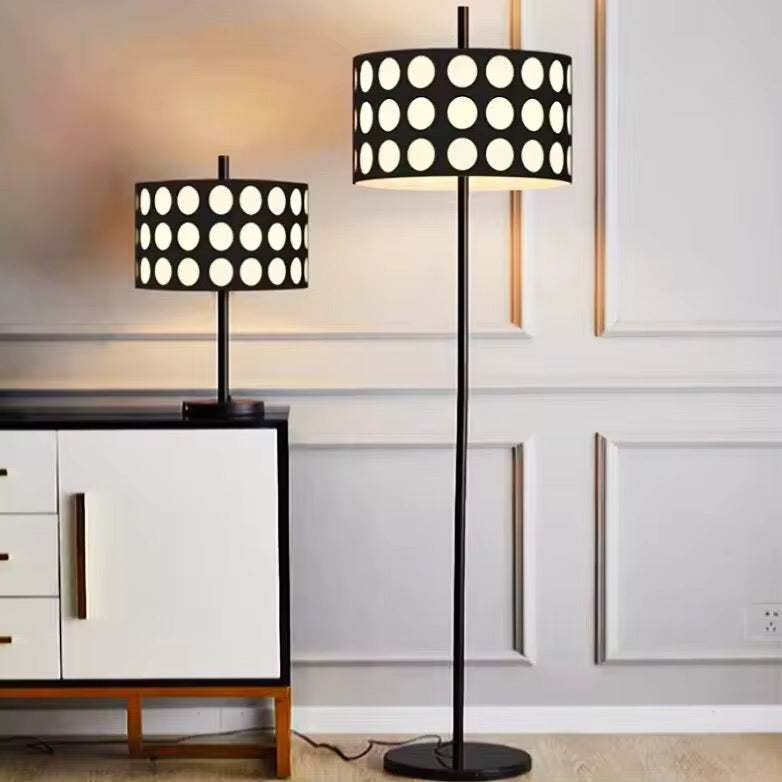 Modern Arc Floor LampModern Arc Floor Lamp with Polka Dot ShadeContemporary arc floor lamp with a playful black and white polka dot drum shade. Adds character and soft ambient lighting to modern living rooms or lounges.Floor LampsWadi Home