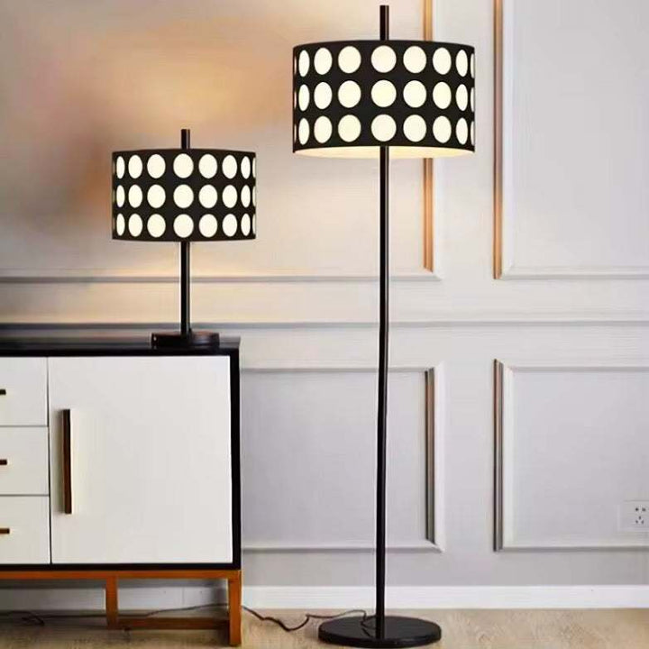 Modern Arc Floor LampModern Arc Floor Lamp with Polka Dot ShadeContemporary arc floor lamp with a playful black and white polka dot drum shade. Adds character and soft ambient lighting to modern living rooms or lounges.Floor LampsWadi Home