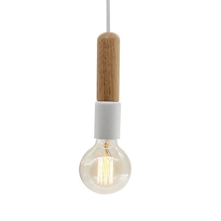 Minimalist Pendant Light with Wooden and Black Finish