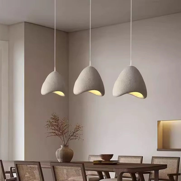 Modern Organic Shaped Pendant Light Trio