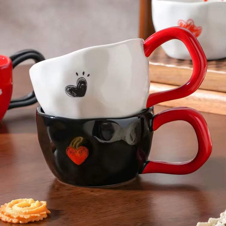 Heart Design Ceramic Coffee Mug Set of 2