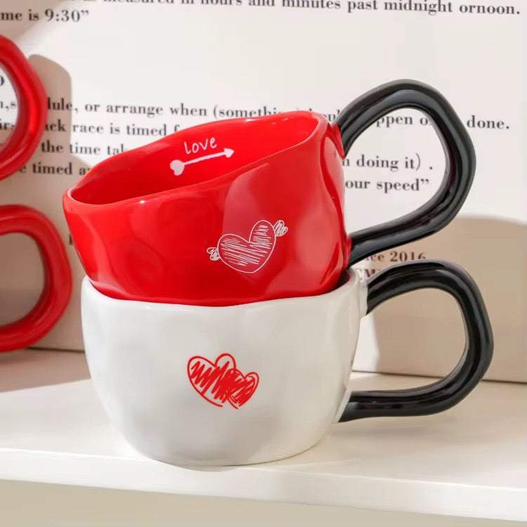 Heart Design Ceramic Coffee Mug Set of 2