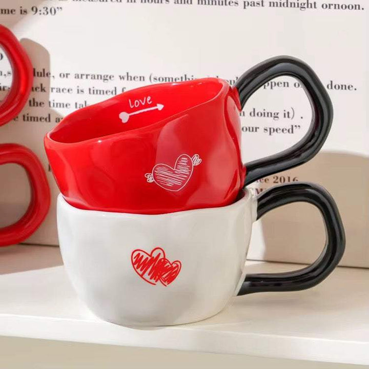 Heart Design Ceramic Coffee Mug Set of 2