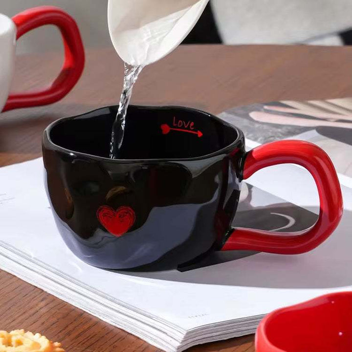 Heart Design Ceramic Coffee Mug Set of 2