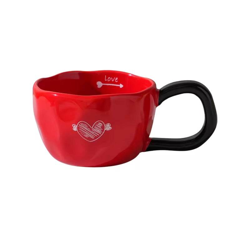 Heart Design Ceramic Coffee Mug Set of 2
