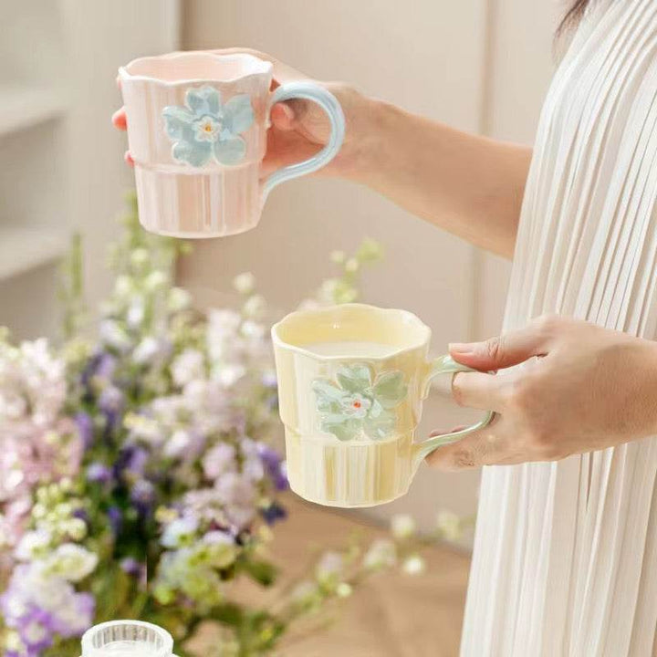 Pastel Floral Ceramic Mug Set of 2