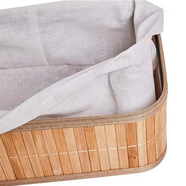 Bamboo Storage Basket Set of 3 with Fabric Lining