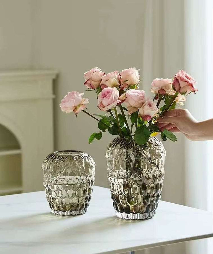 Textured Glass Decorative Vase Set