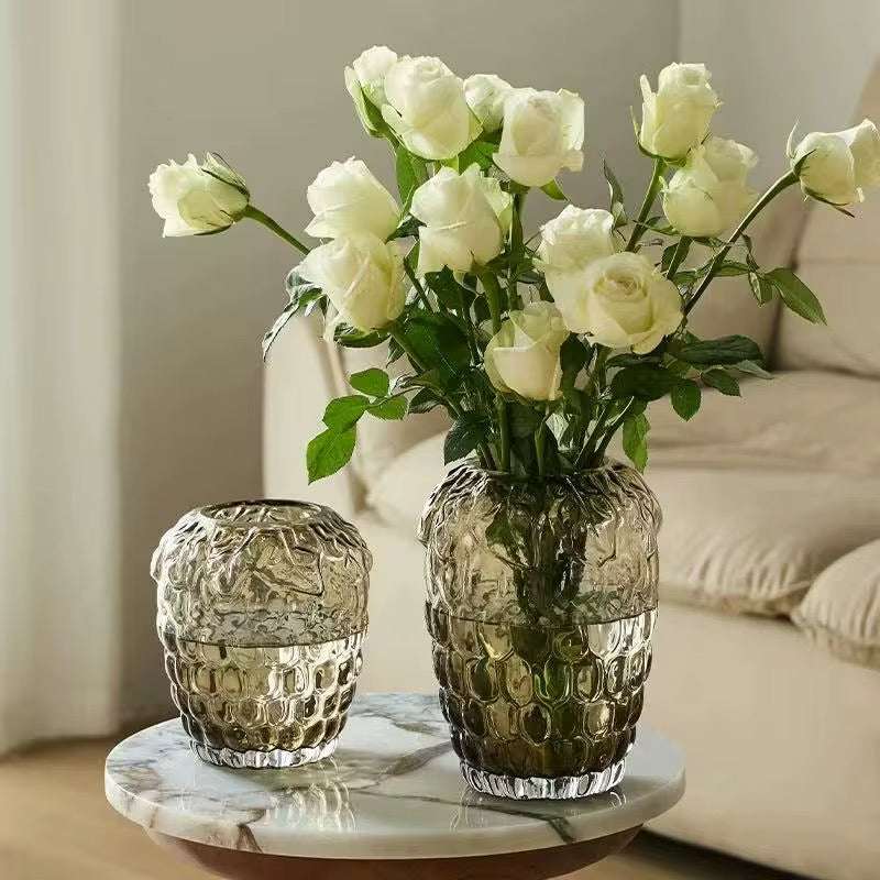 Textured Glass Decorative Vase Set