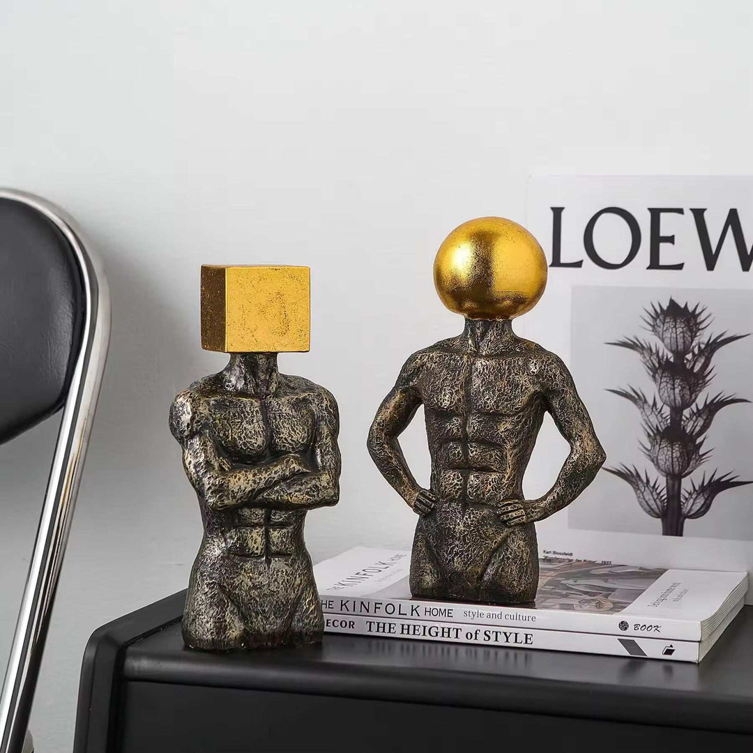 Modern Geometric Head Sculpture Set