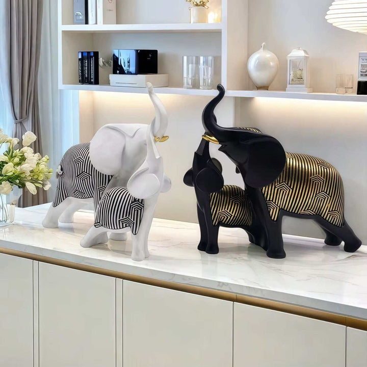 Modern Elephant Sculpture Decor Set