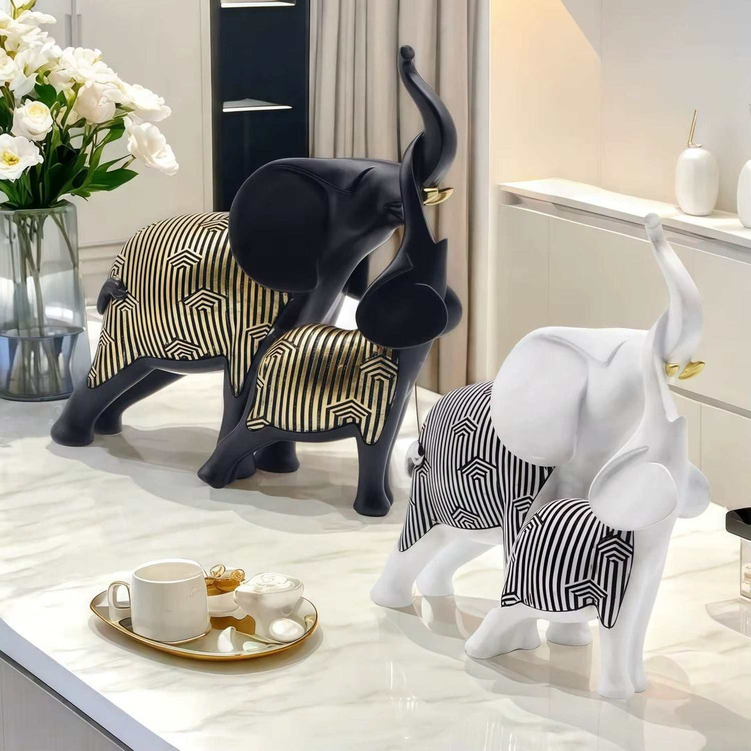 Modern Elephant Sculpture Decor Set