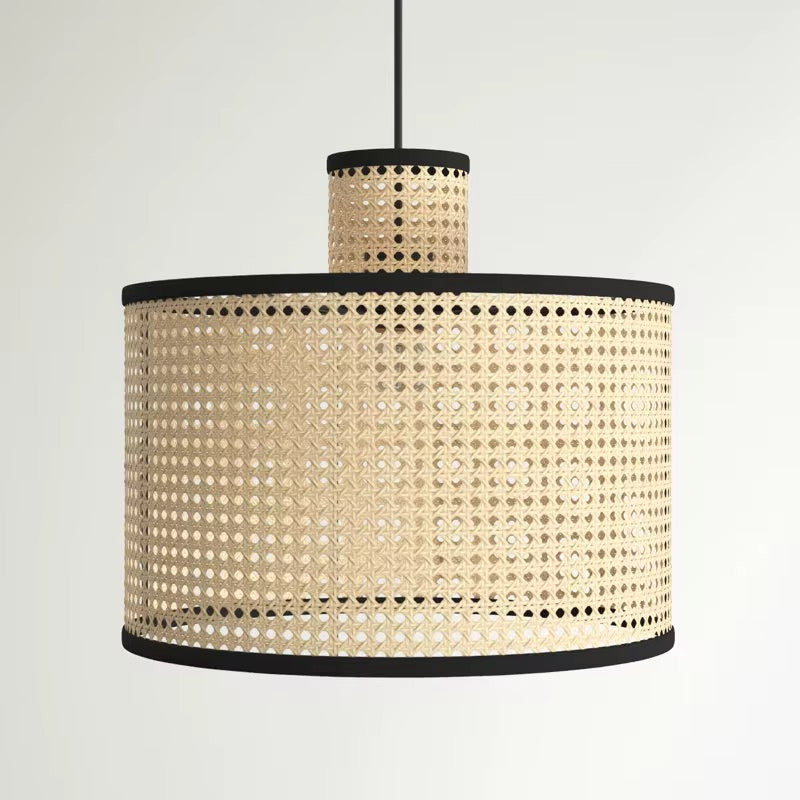 Woven Bamboo Cylinder Pendant Light