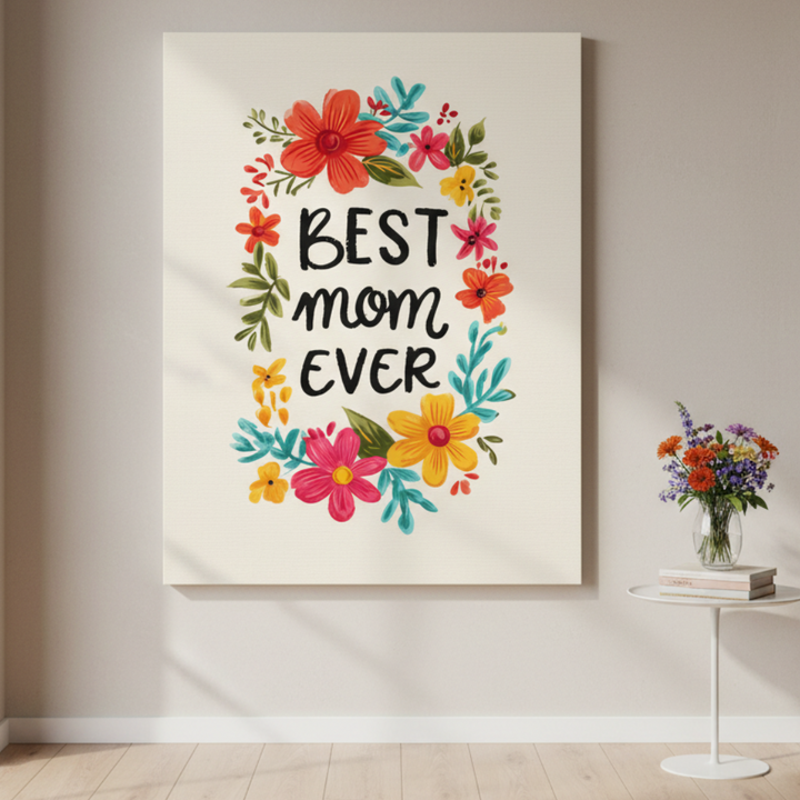 Best Mom Ever Floral Canvas Art