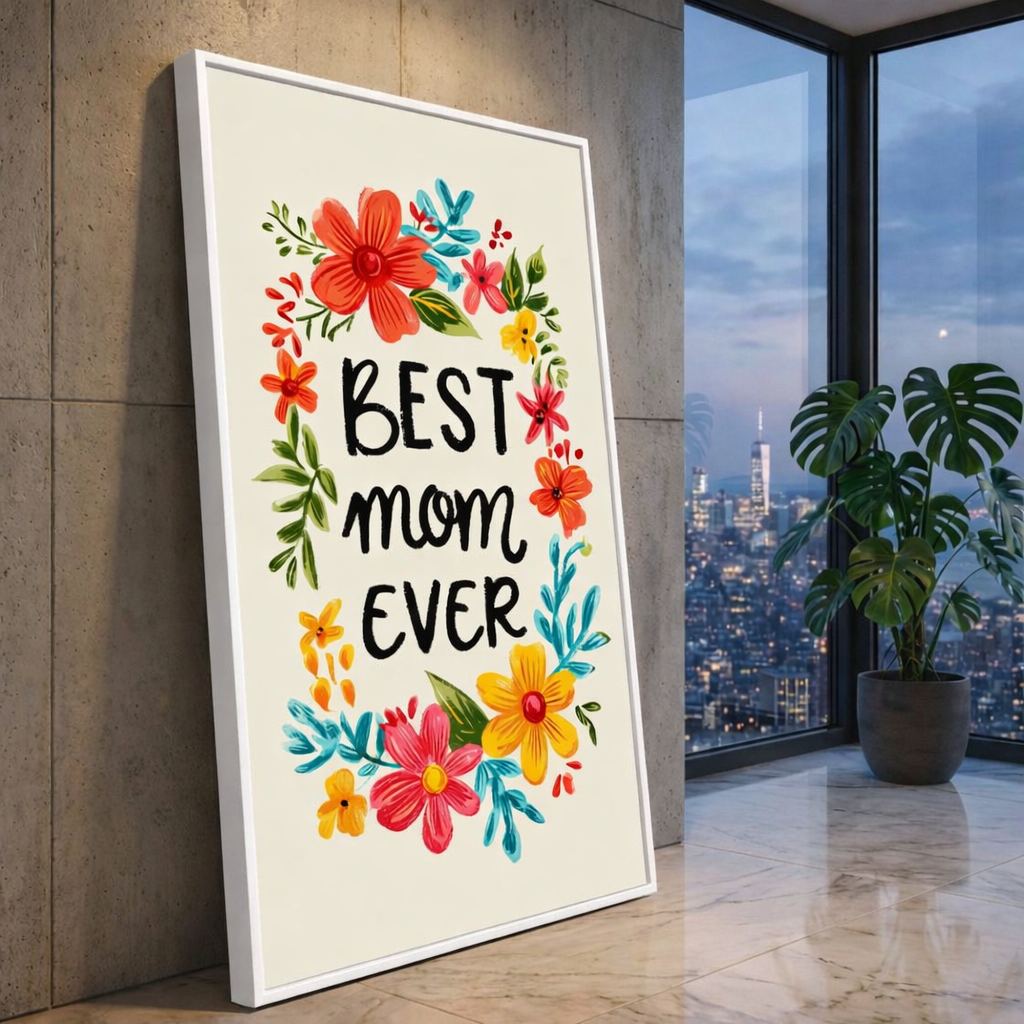 Best Mom Ever Floral Canvas Art