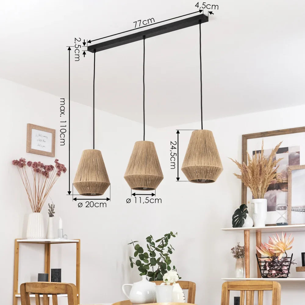 Rustic Woven Pendant Light Trio