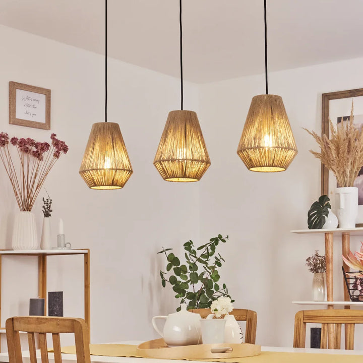 Rustic Woven Pendant Light Trio