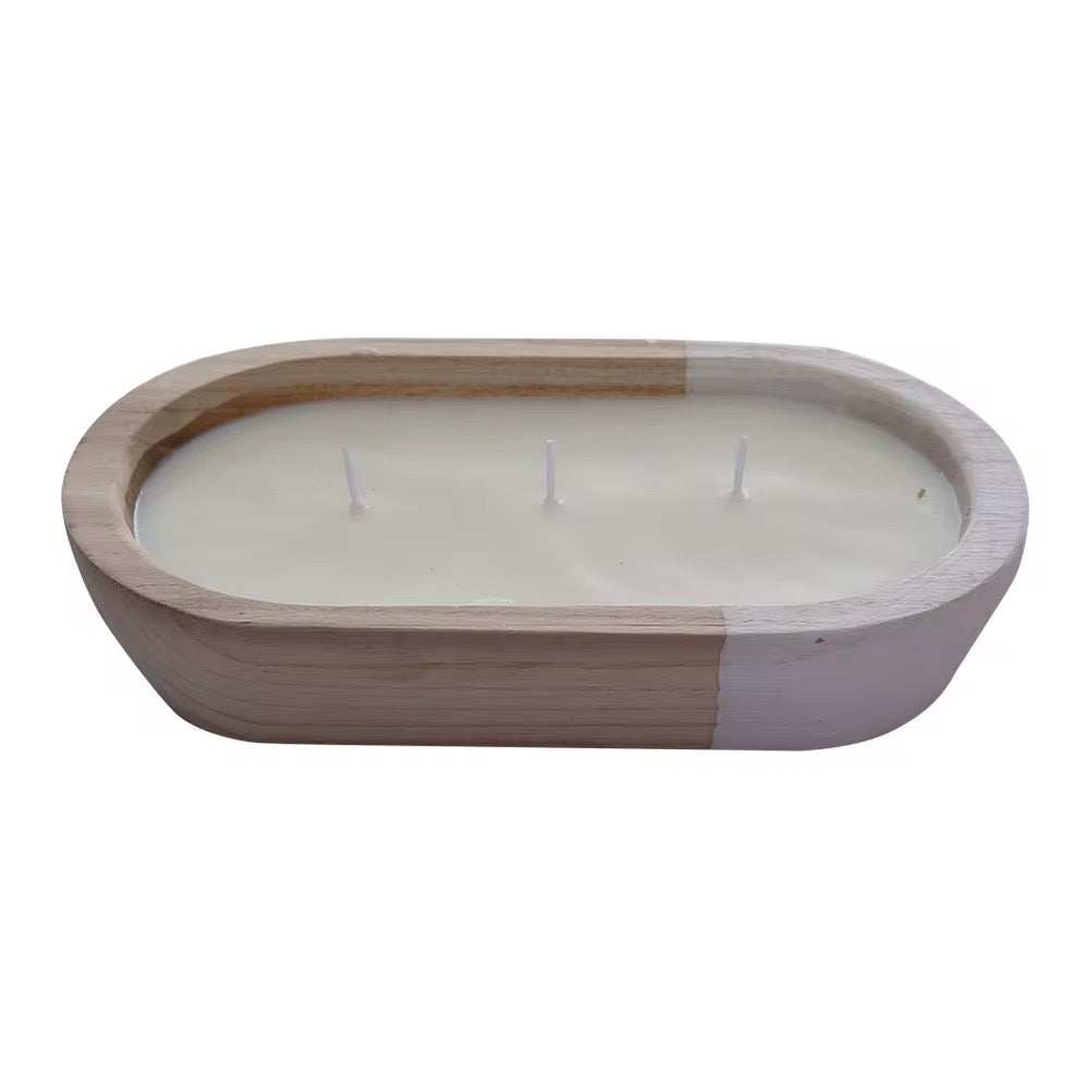 Oval Wooden Citronella Candle – 3 Wicks