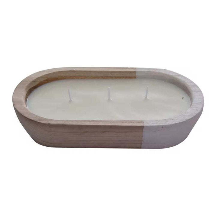 Oval Wooden Citronella Candle – 3 Wicks
