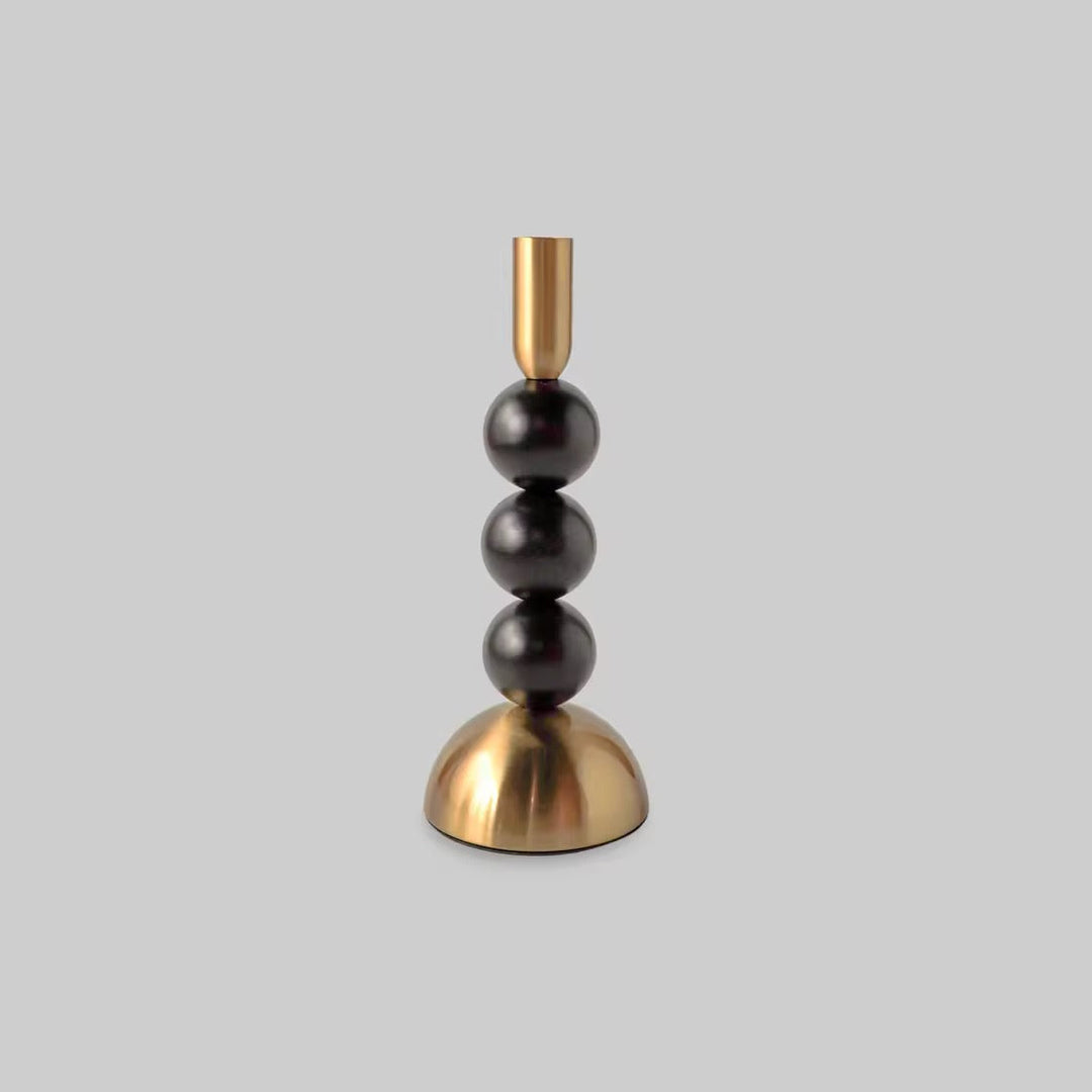 Luxury Gold & Black Modern Candle Holder Set of 3