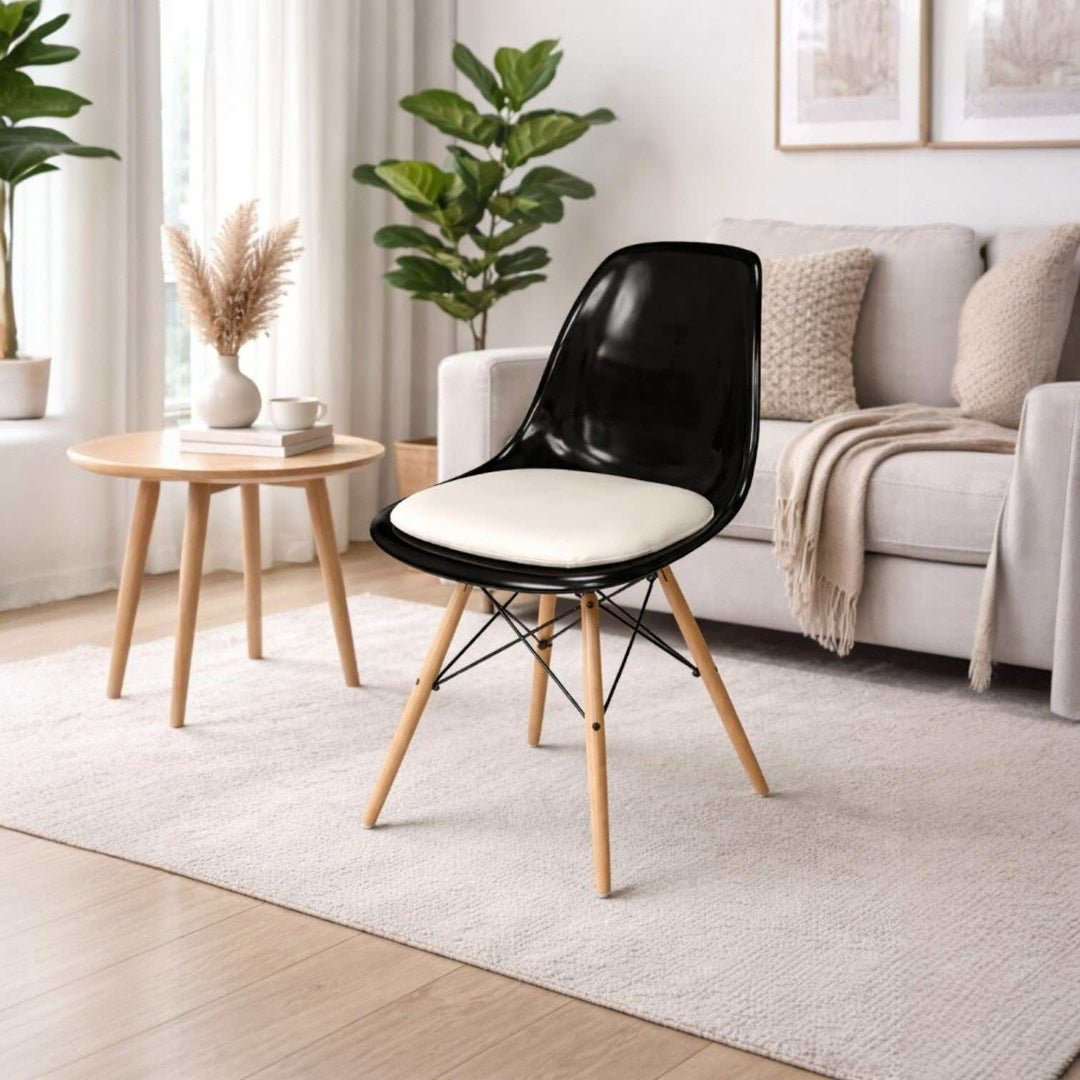 Modern acrylic dining chair with break-resistant seat and natural beech wood legs
