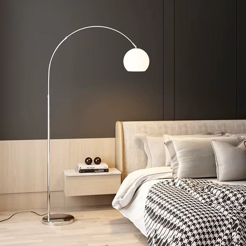 Modern Arc Floor Lamp with White Dome Shade