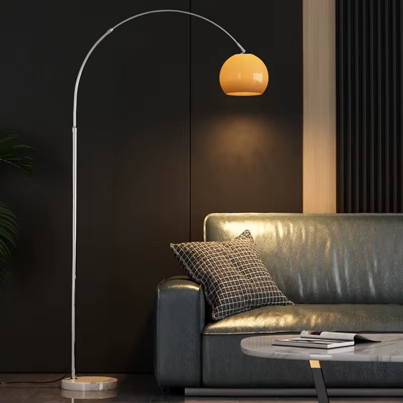 Modern Arc Floor Lamp with White Dome Shade