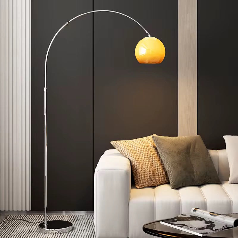 Modern Arc Floor Lamp with White Dome Shade