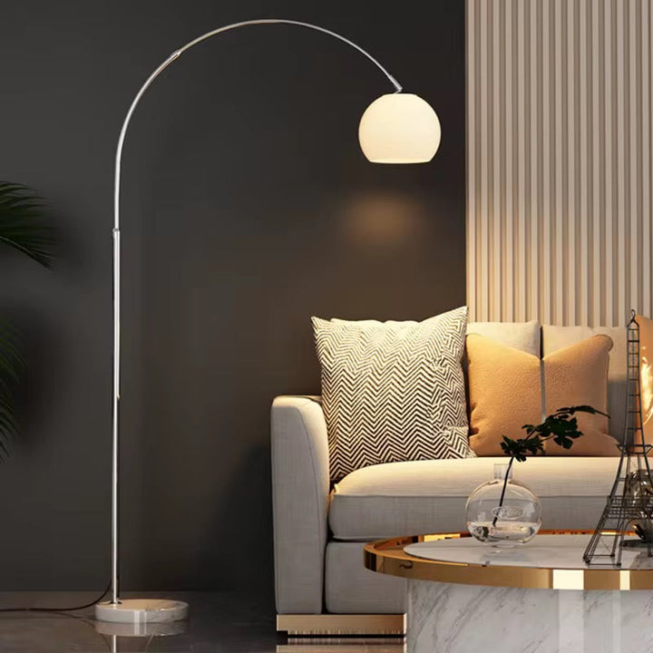 Modern Arc Floor Lamp with White Dome Shade