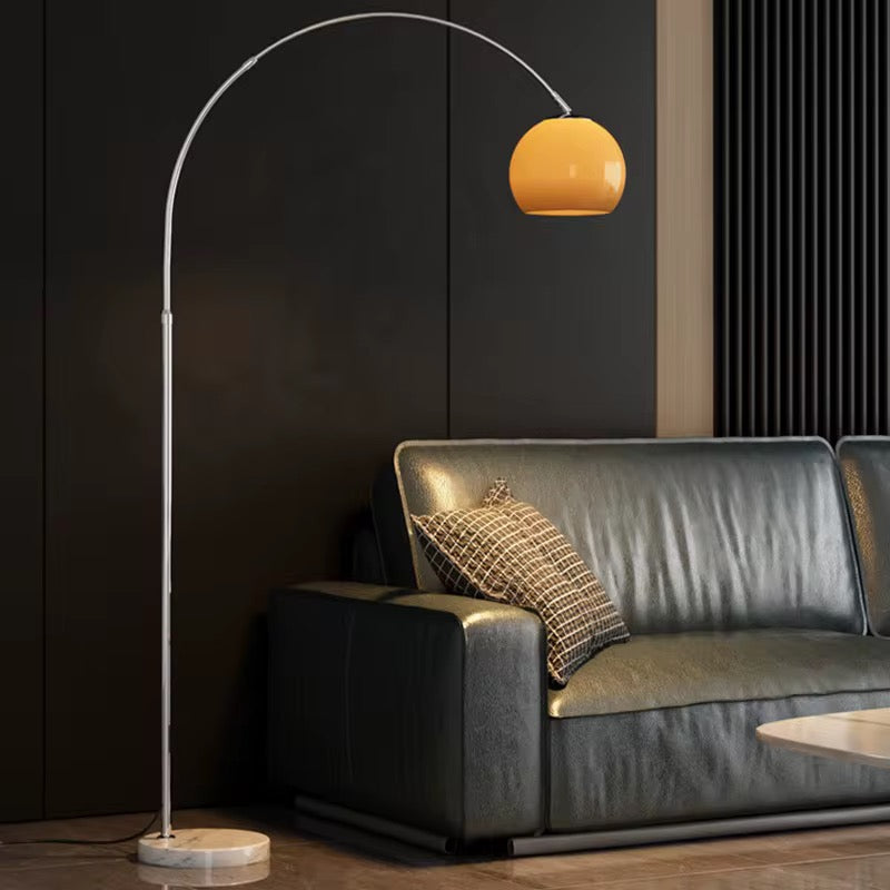 Modern Arc Floor Lamp with White Dome Shade