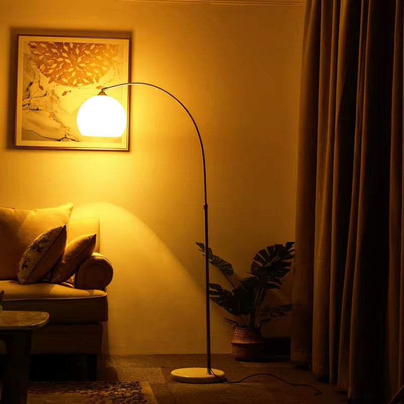 Modern Arc Floor Lamp with White Dome Shade