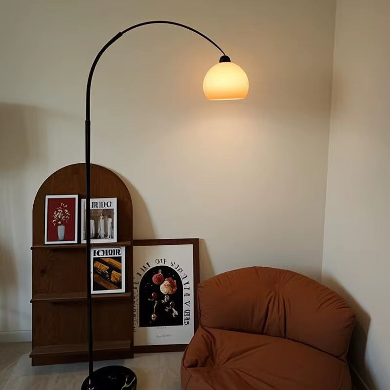 Modern Arc Floor Lamp with White Dome Shade