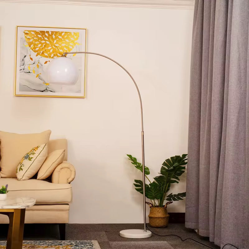 Modern Arc Floor Lamp with White Dome Shade