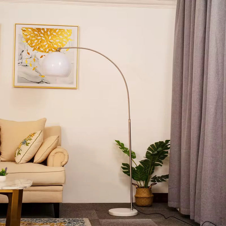 Modern Arc Floor Lamp with White Dome Shade