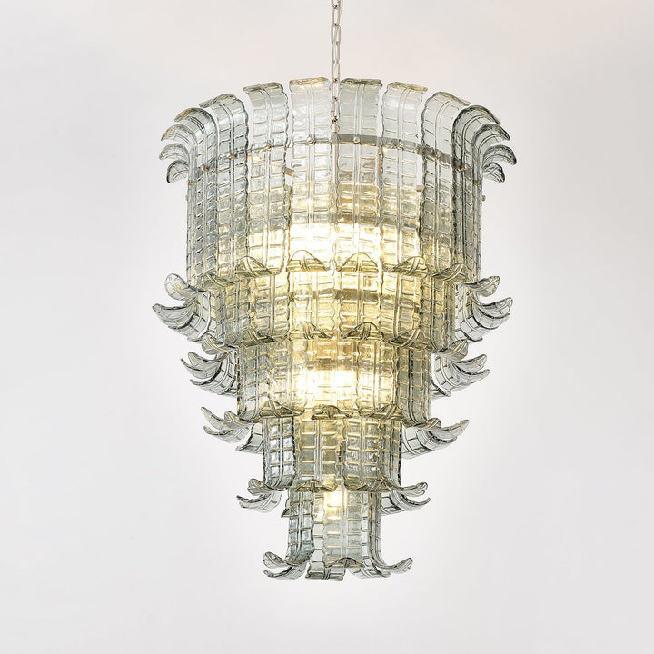 Modern Glass Chandelier with Multi-Layer Design