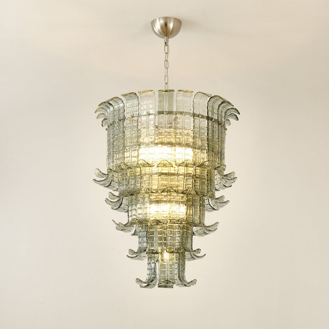 Modern Glass Chandelier with Multi-Layer Design