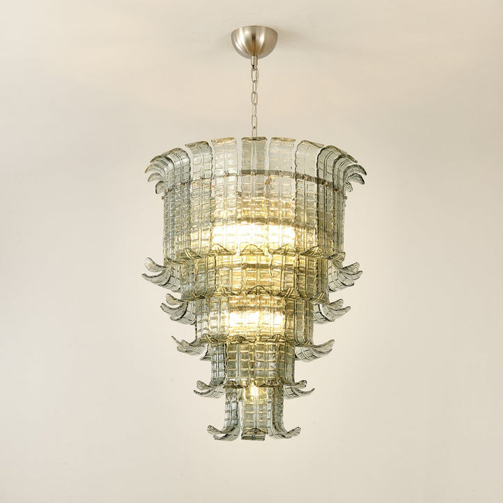 Modern Glass Chandelier with Multi-Layer Design