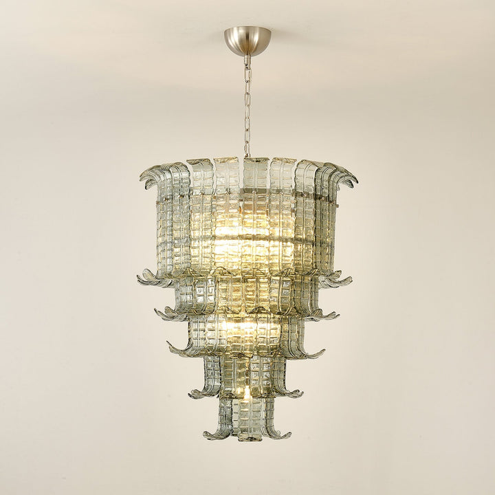 Modern Glass Chandelier with Multi-Layer Design