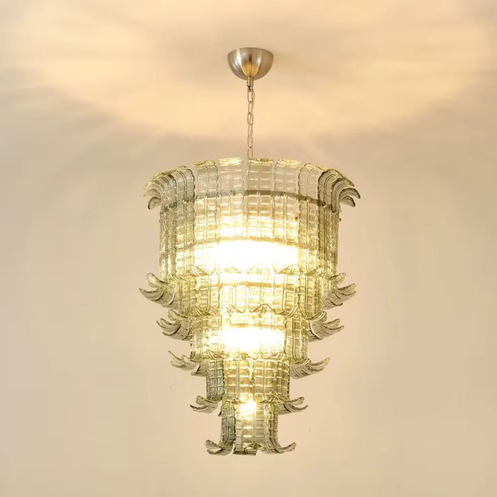 Modern Glass Chandelier with Multi-Layer Design