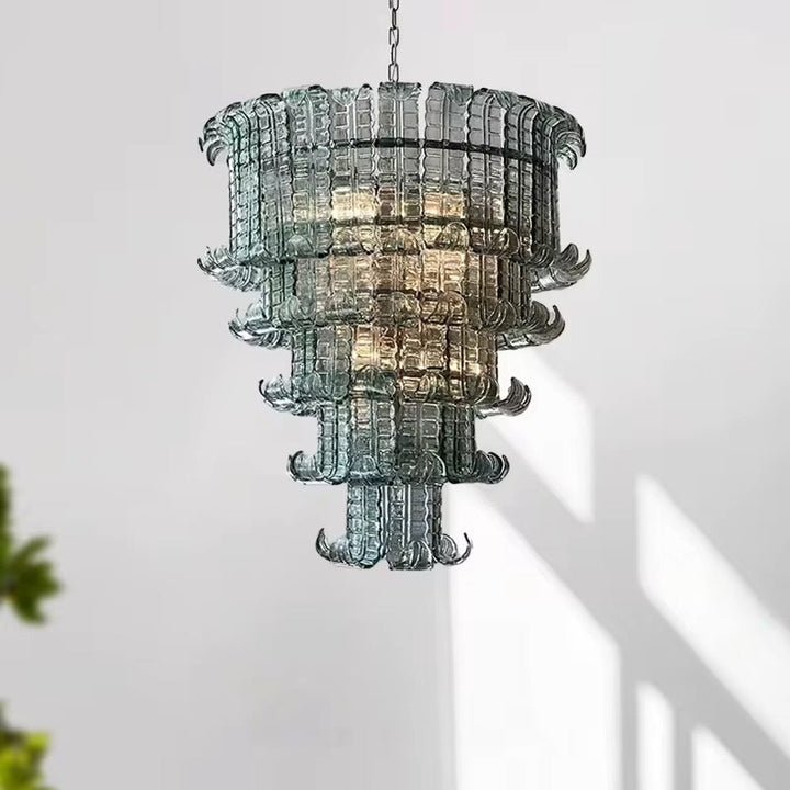 Modern Glass Chandelier with Multi-Layer Design