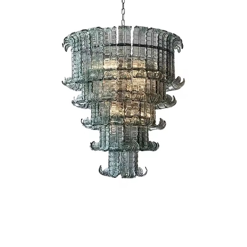 Modern Glass Chandelier with Multi-Layer Design