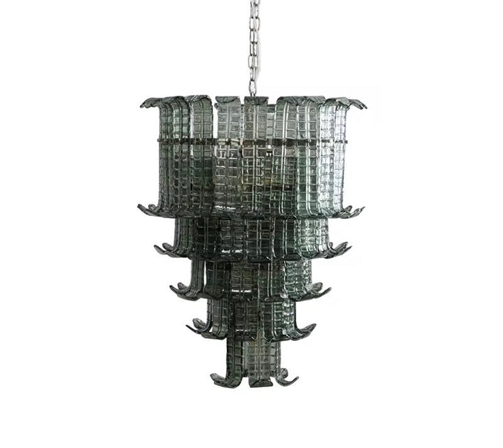 Modern Glass Chandelier with Multi-Layer Design